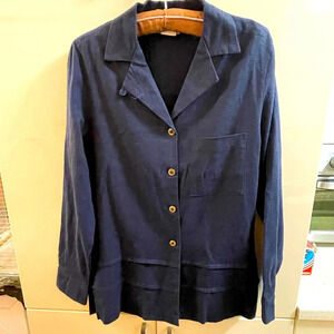 J London top blouse linen bland size S blue